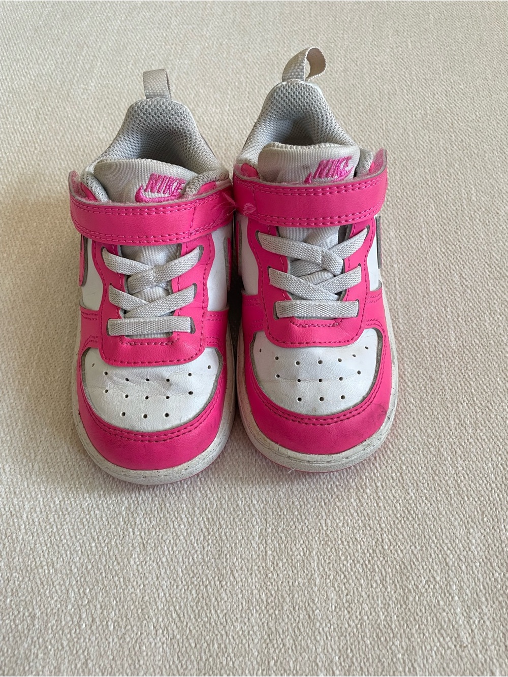 Nike Kids Hot Pink and White Velcro Sneakers